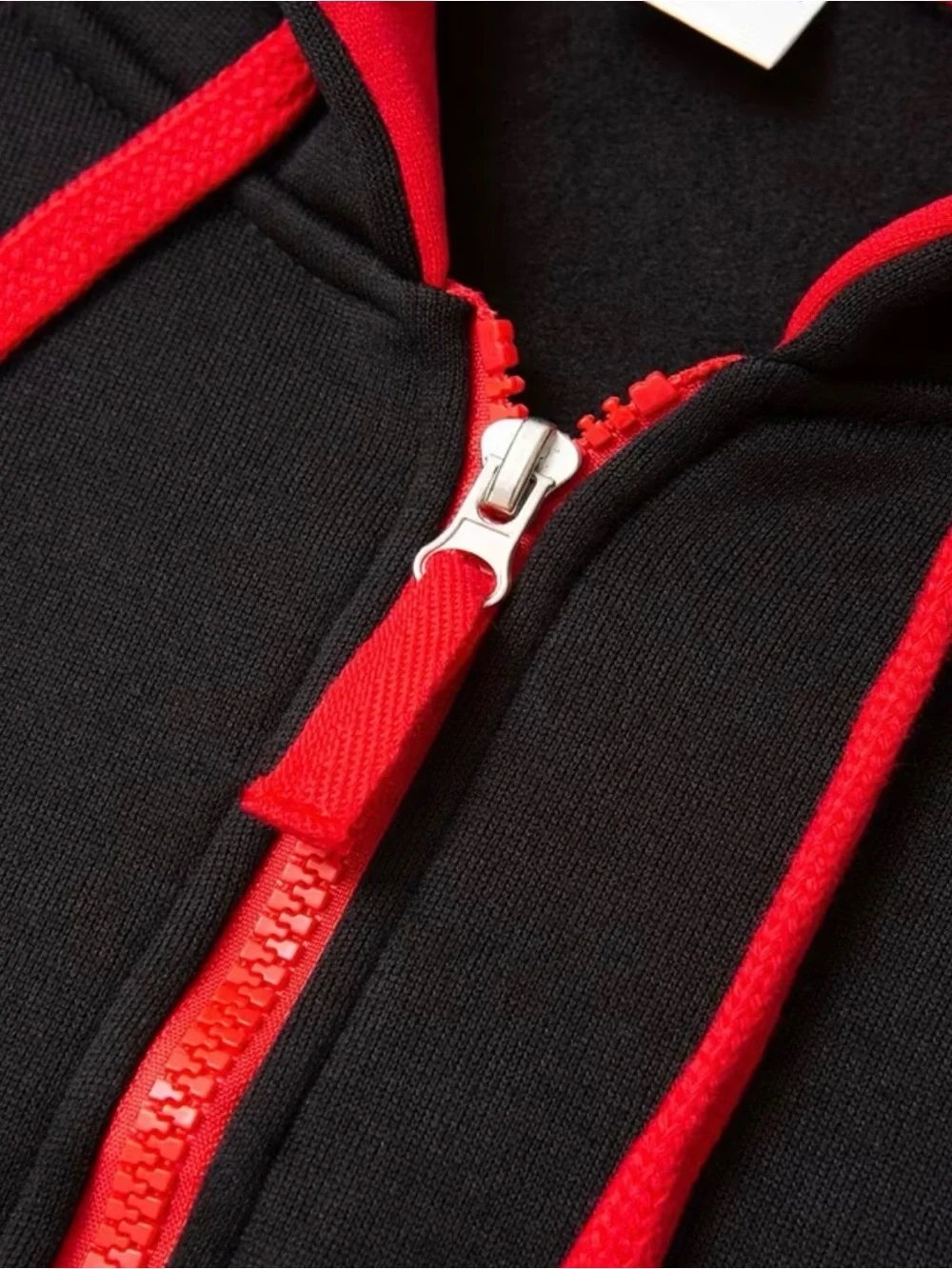 Kids Black One-Piece Footie with Red Trim